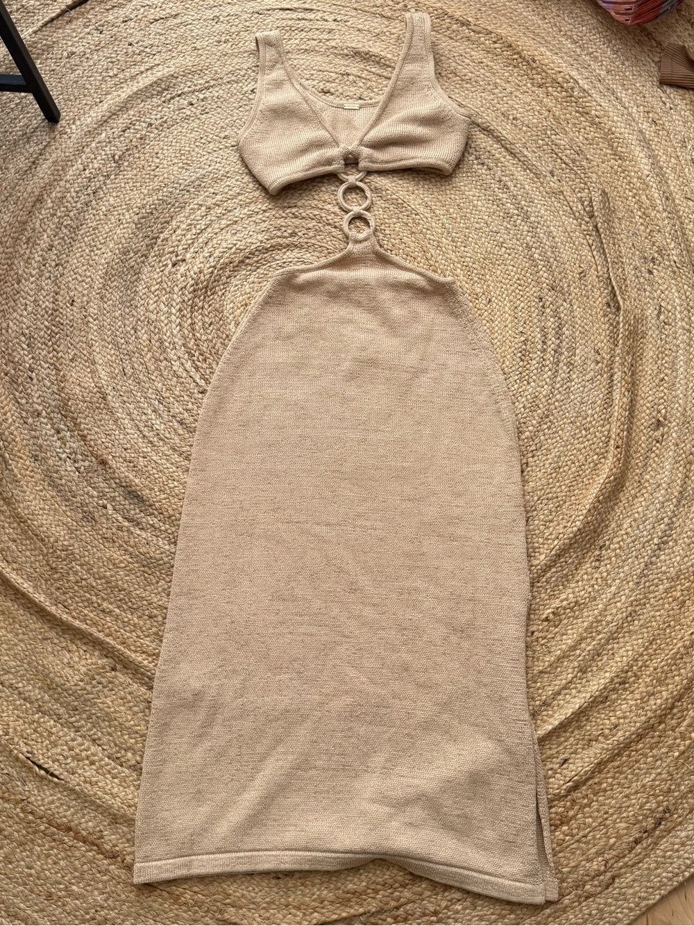 cult gaia Beige Knit Ring-Detail Cutout Midi Dress - Picture 2 of 4